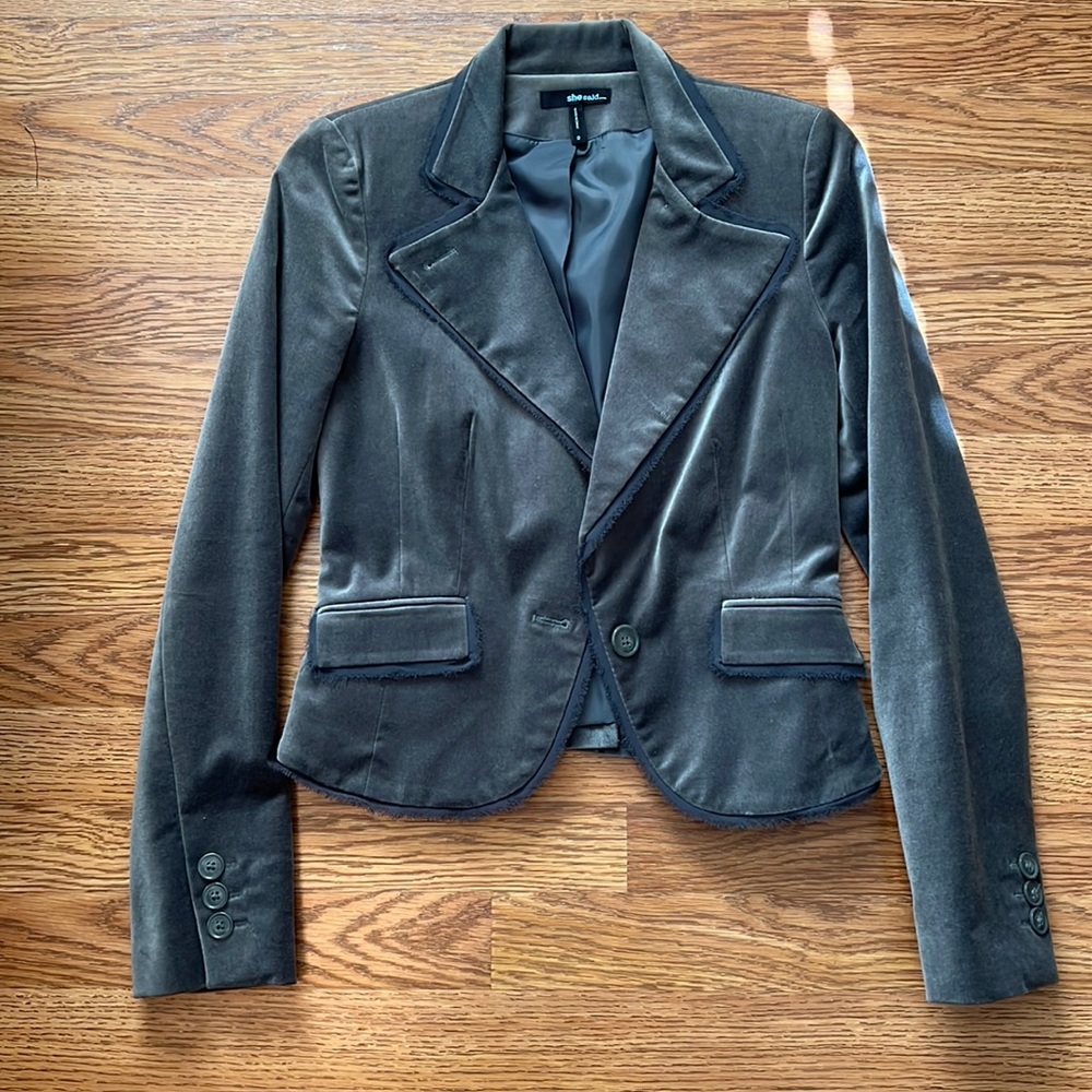 Grey velvet blazer